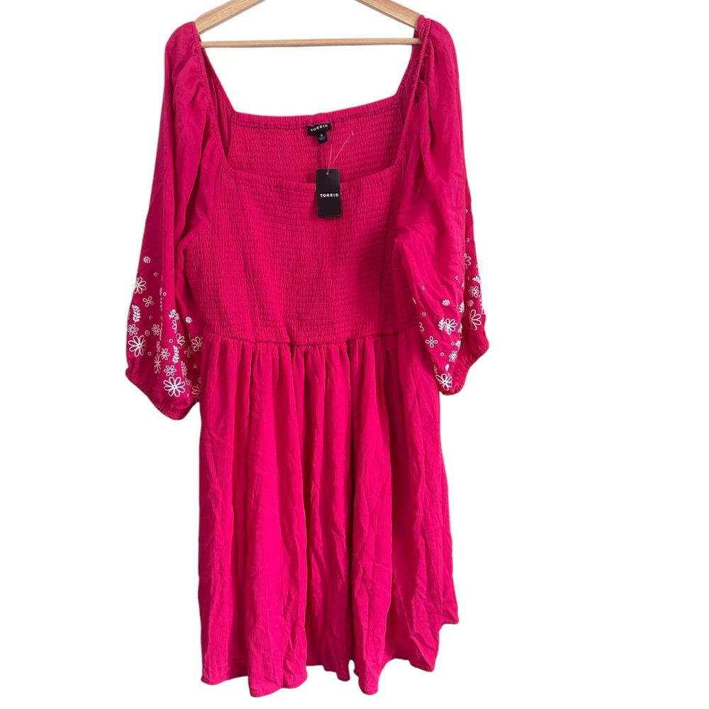 Torrid Mini Crinkle Gauze Blouson Sleeve Dress Size 3X NWT - Picture 2 of 7
